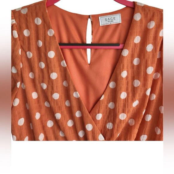 Sage the Label Orange Polka Dot Romper Small NWOT - Picture 5 of 5